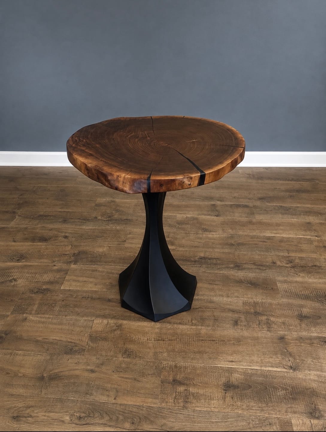 Customer photo review of Table Base 311S Lithe 28" H Handcrafted  DIY for Live Edge Wood Slab Projects