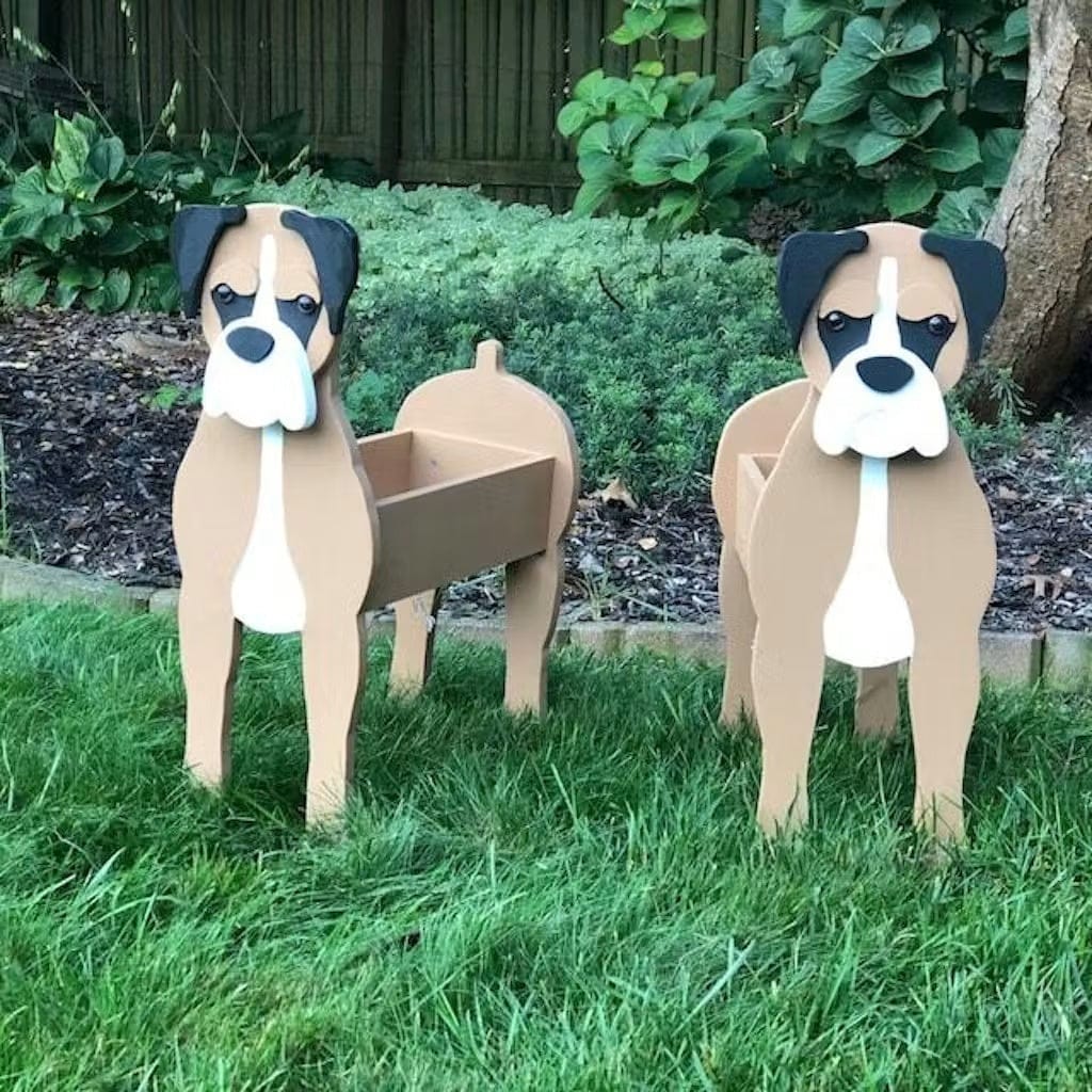 Customer photo review of Dog Planter - Boxer