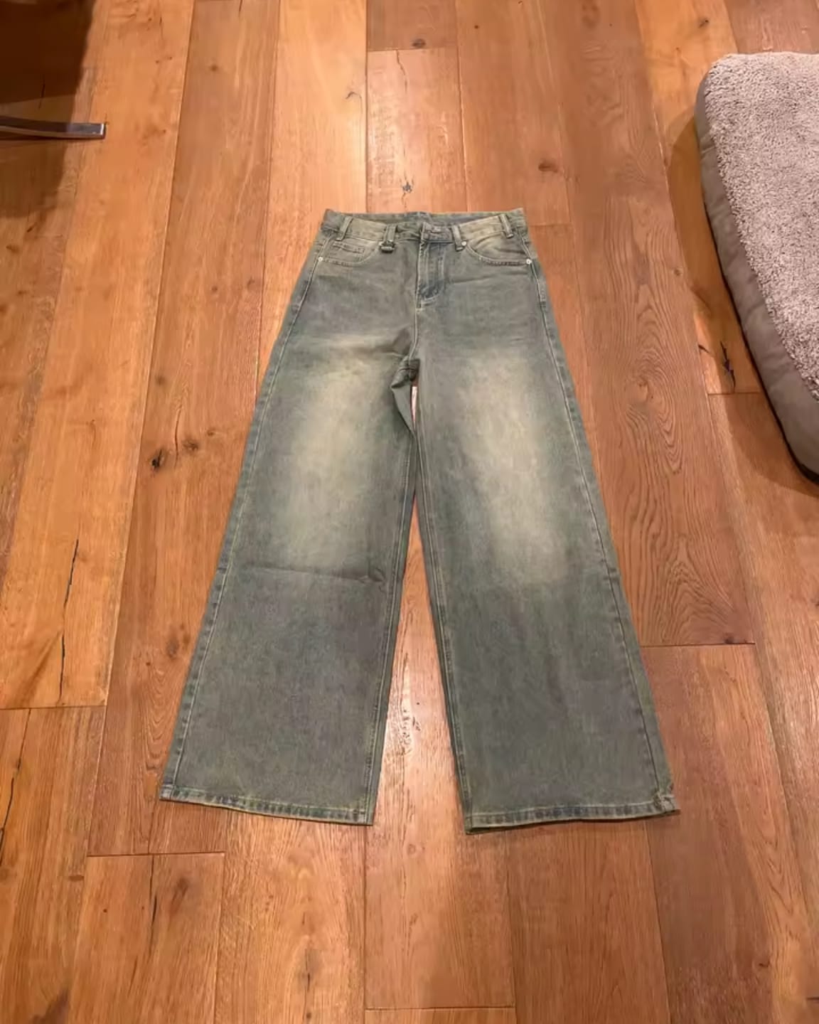 Customer photo review of DISTRESSED STRAIGHT LEG JEANS