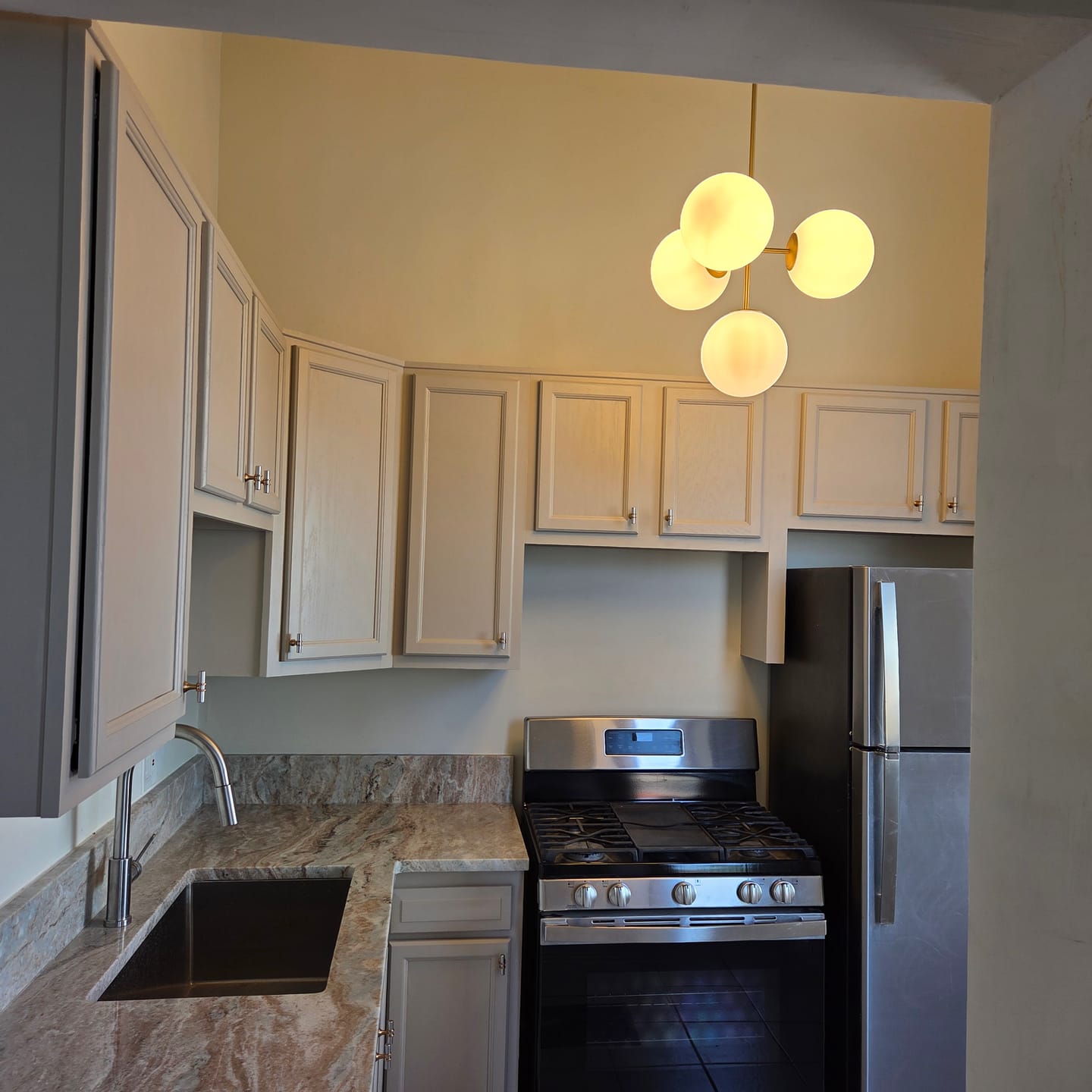 Customer photo review of 4-Light Opal Glass Globe Sputnik Semi Flush Chandelier