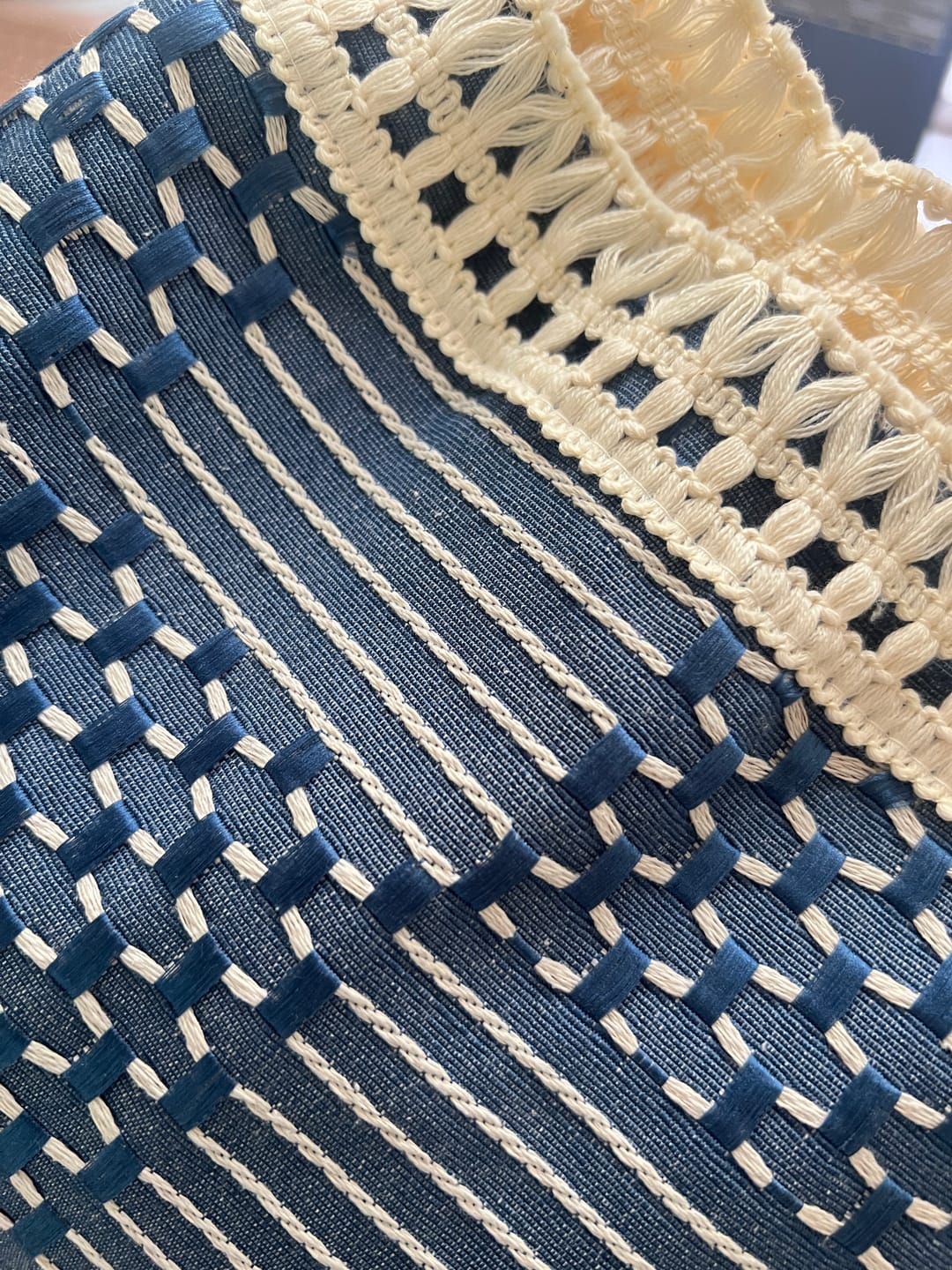 Customer photo review of Vintage Geo Weave Tablecloth