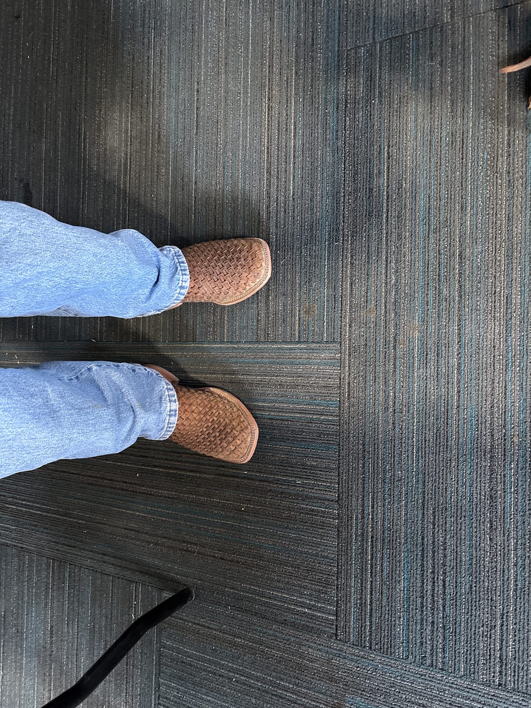 Customer photo review of Tan Basketweave Leather Boots - Square Toe
