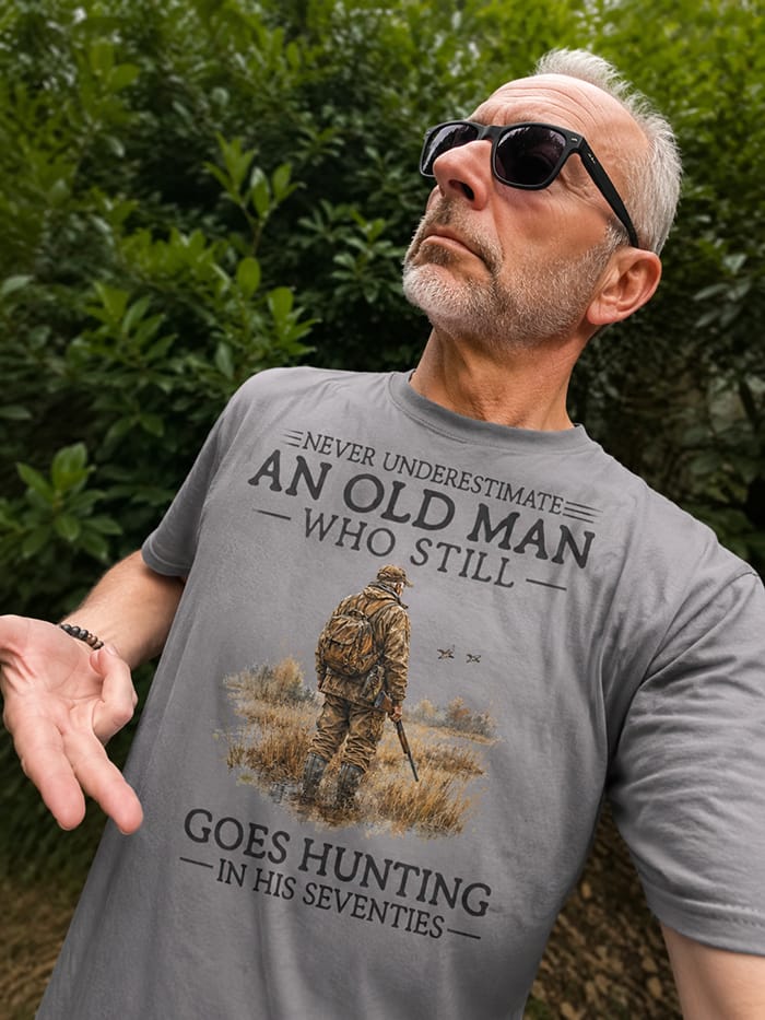 Customer photo review of Personalized Never Underestimate An Old Man Hunting T-Shirt