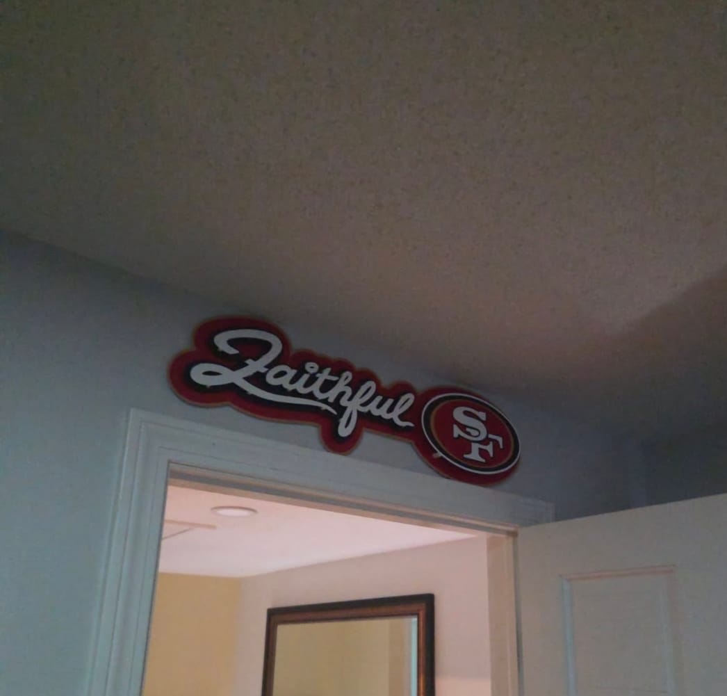Customer photo review of San Francisco 49ers - Hex Head EXCLUSIVE "Faithful" Wordmark 3D Metal Wall Art