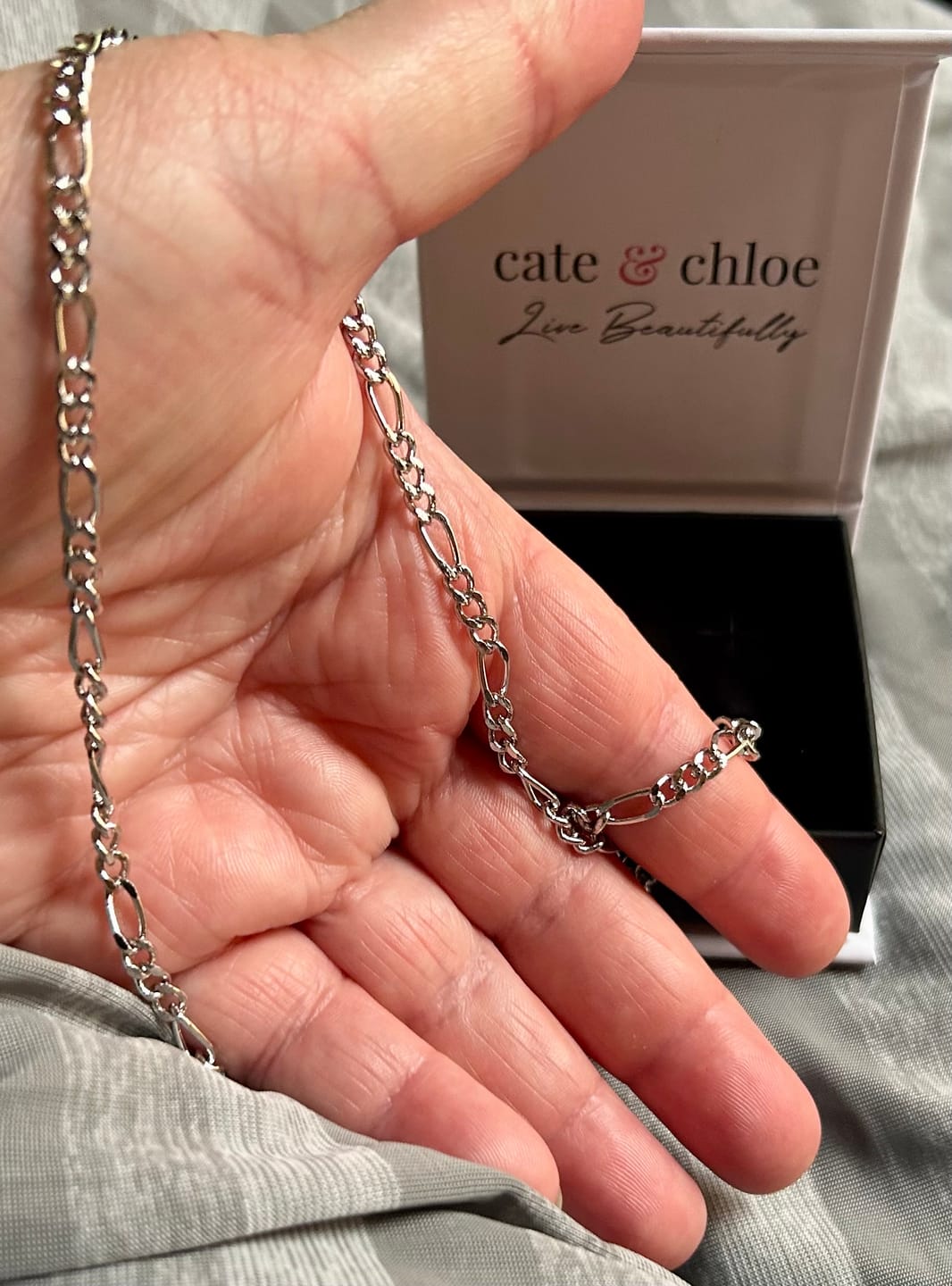 Customer photo review of Lainey 18k White Gold Plated Stacking Necklace Chain
