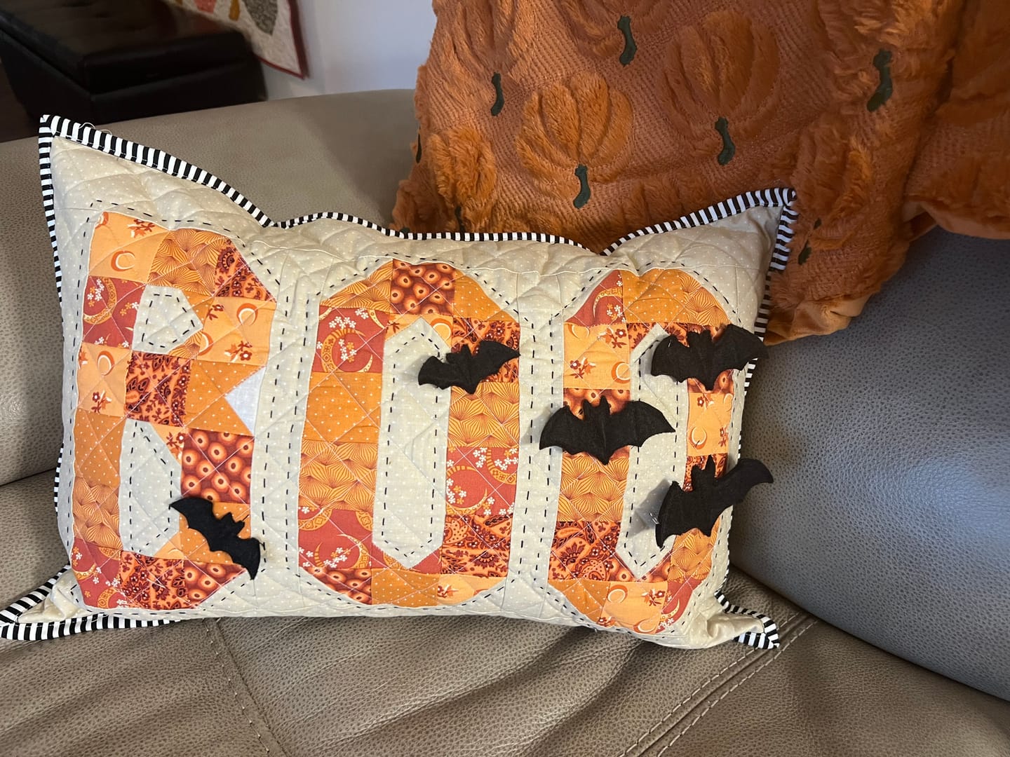 Customer photo review of Bats & Boo Pillow Kit - Floral Backing