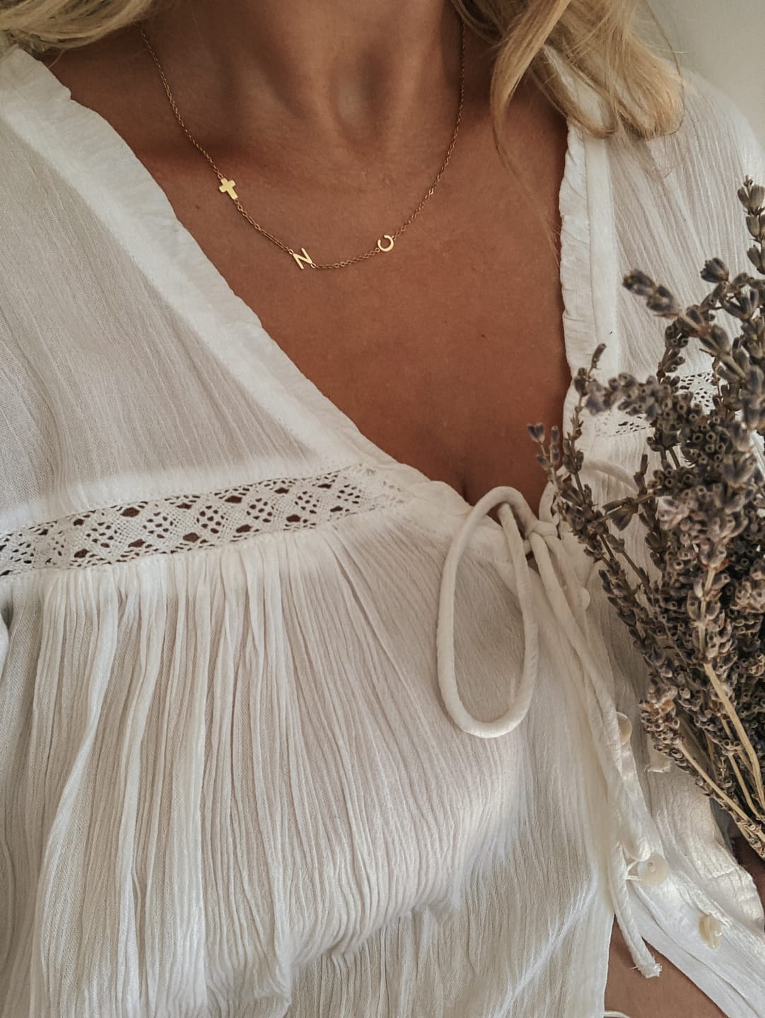 Customer photo review of Side Initials Necklace