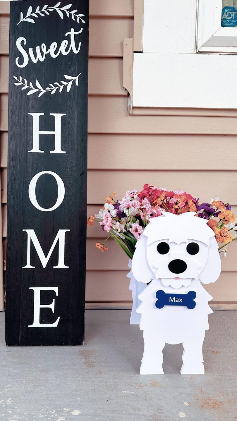 Customer photo review of Dog Planter - Maltese