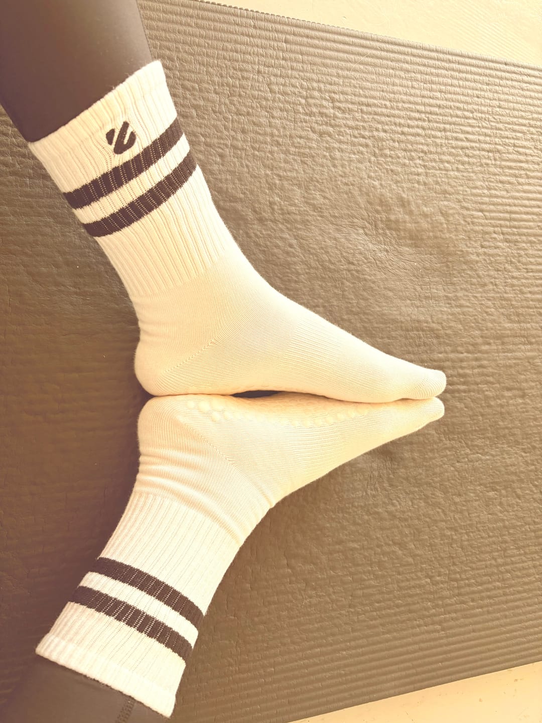 Customer photo review of 3 Pairs Non-Slip Grip Socks for Yoga Pilates Gym & Everyday Wear