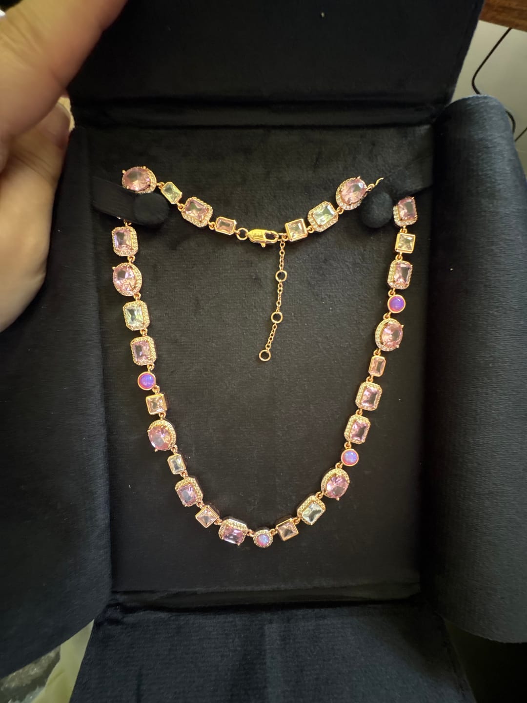 Customer photo review of Amour Pink Solstice Gemstone Necklace