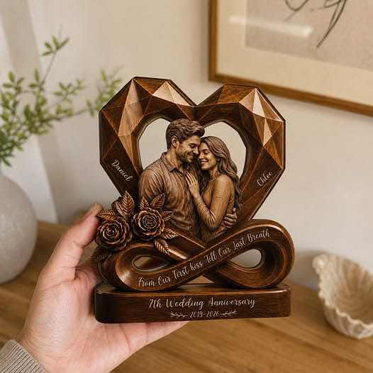 Customer photo review of Custom Photo Wooden Portrait Infinity Love Couple - Personalized Customized 3-layered Wooden Plaque - Sweet Love Gift For Couples, Wife, Husband