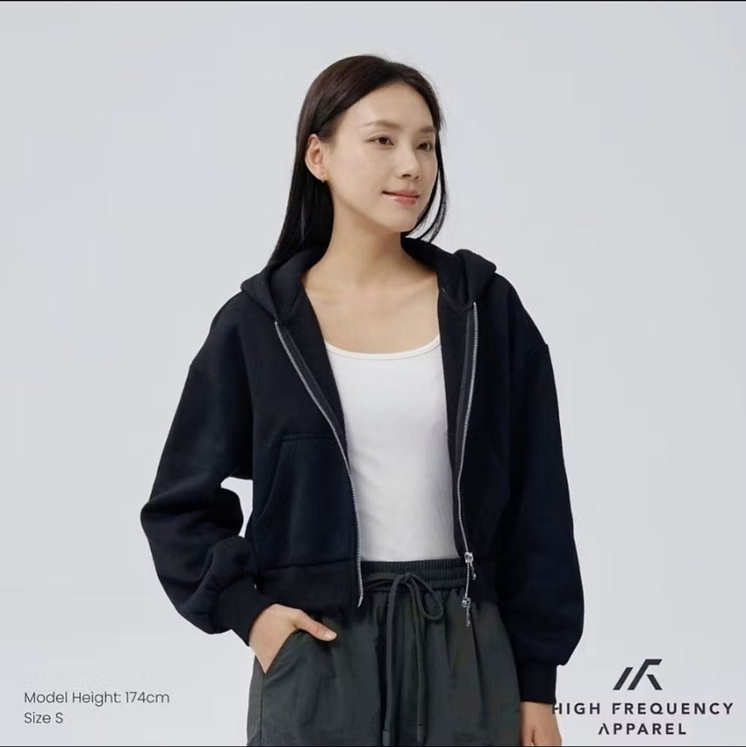 Customer photo review of Cropped Two-Way Zippered Hoodie