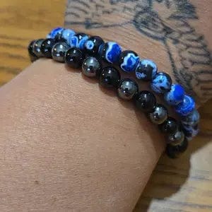 Customer photo review of FuAttract Calm Protection & Balance Blue Fire Agate Energy Bracelet