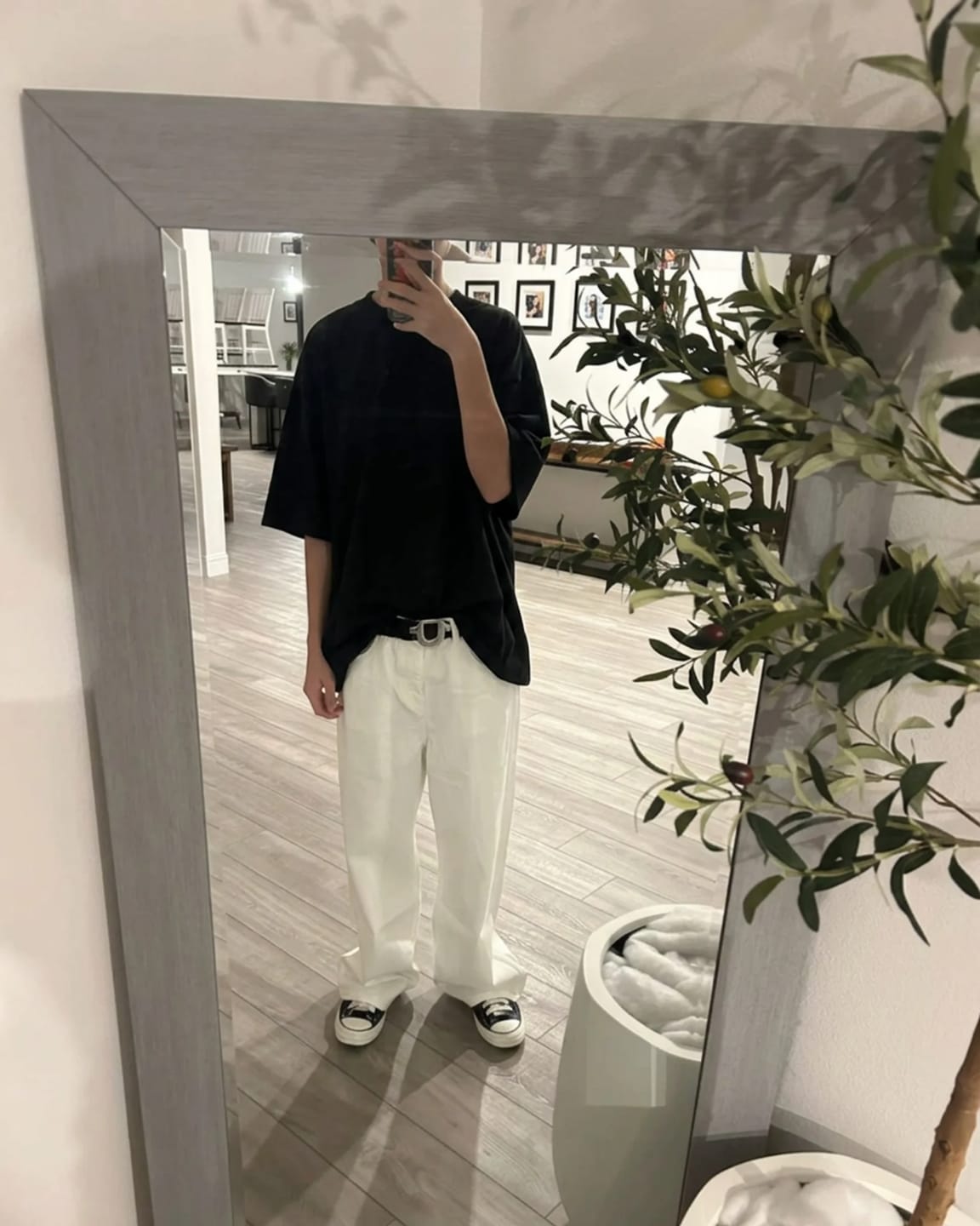 Customer photo review of WHITE STRAIGHT LEG TROUSERS