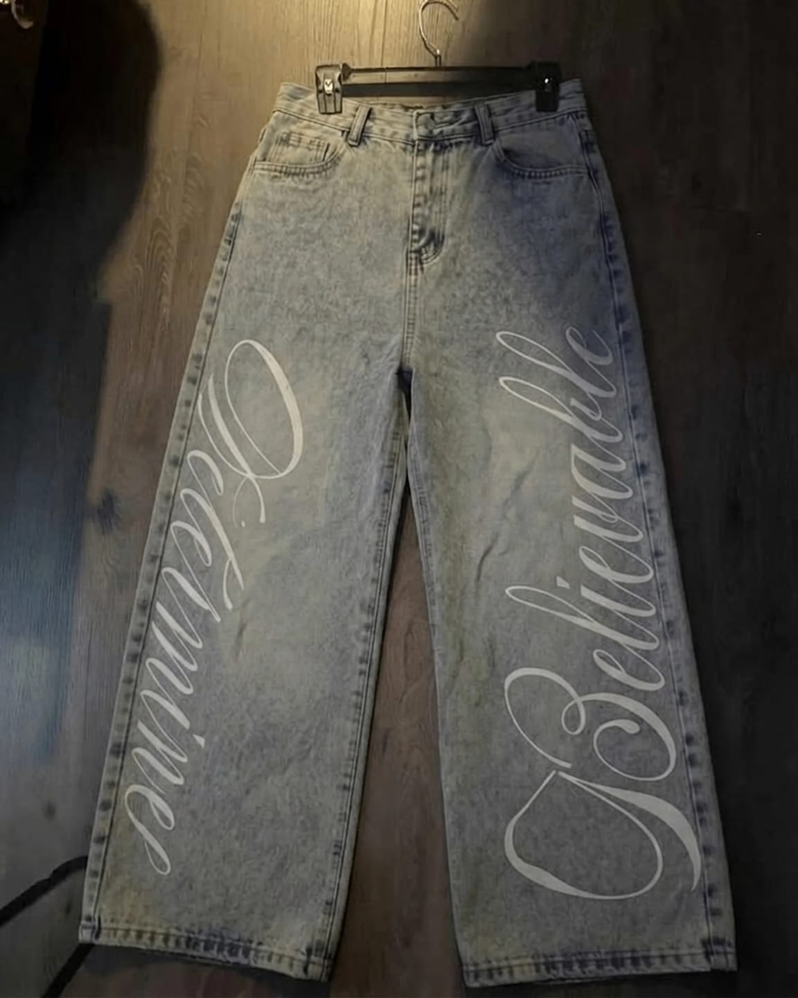 Customer photo review of SIDE SCRIPT ULTRA BAGGY JEANS