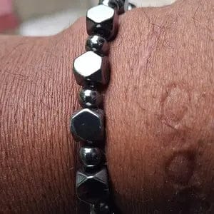Customer photo review of FuAttract Protection Strength & Grounding Energy Black Hematite Faceted Bead Bracelet