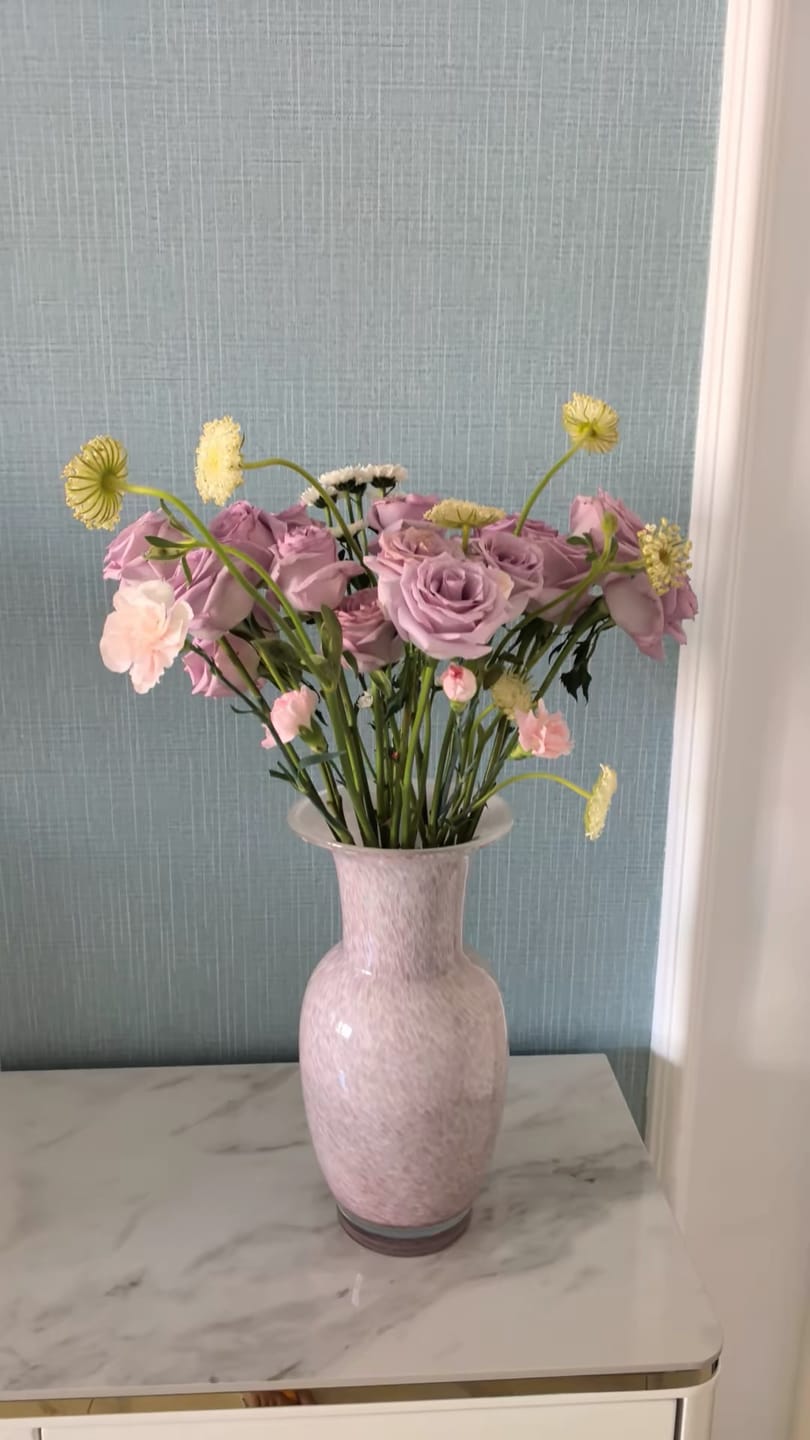 Customer photo review of Pink Romantic Glass Vase