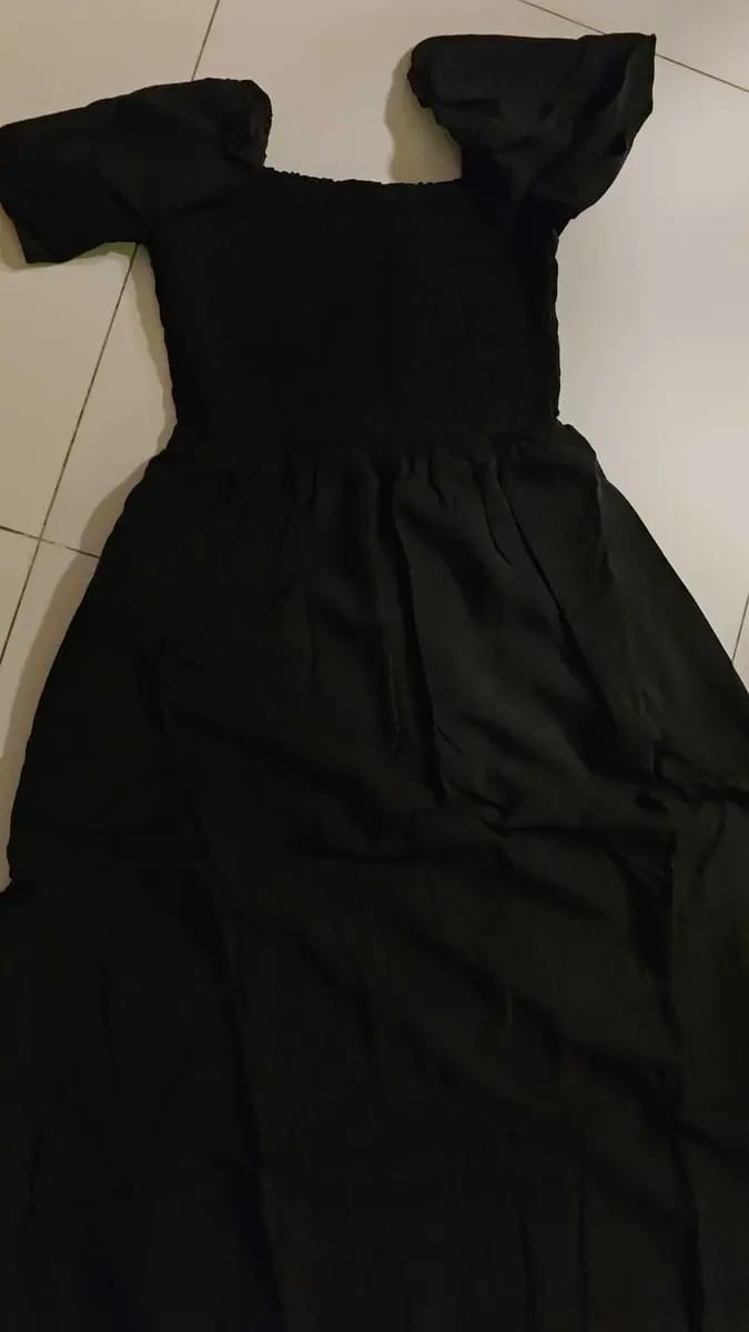 Customer photo review of Square Neck Full Smocked Flutter Sleeve Midaxi Dress
