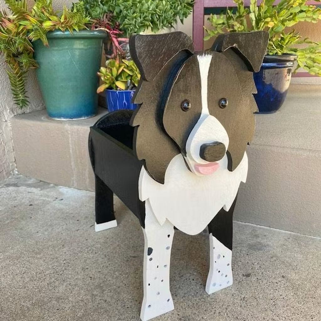 Customer photo review of Dog Planter - Border Collie