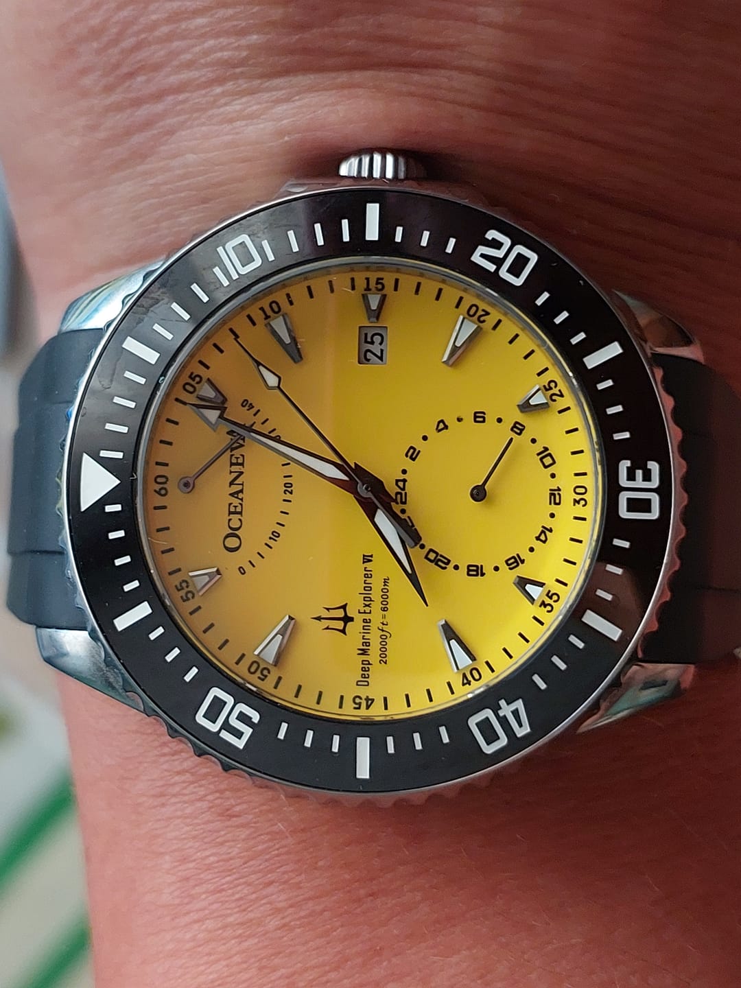 Customer photo review of Oceaneva Power Reserve 6000m Automatic Grade 5 Titanium Watch Yellow