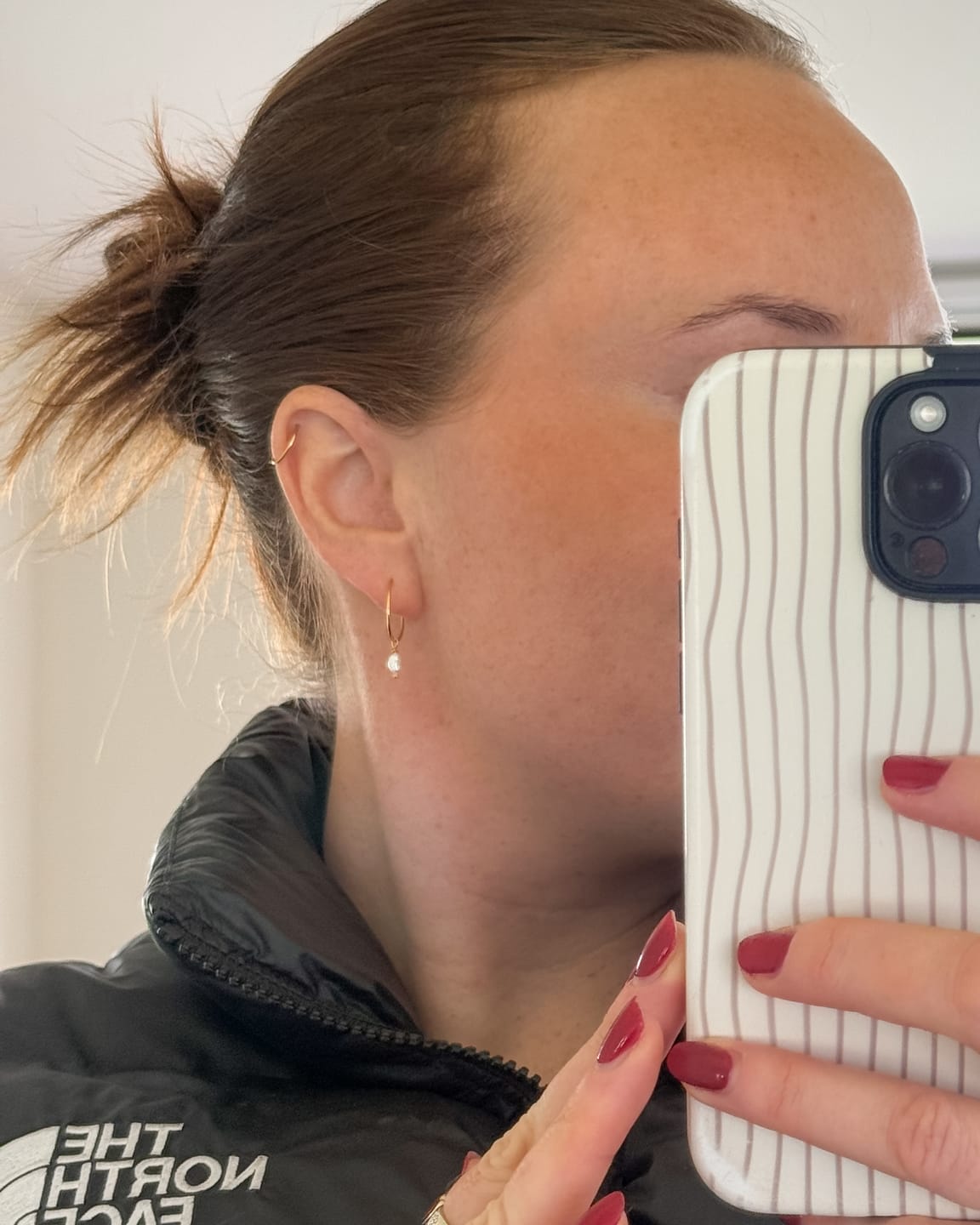Customer photo review of Classic Pearl Hoops - Gold Vermeil