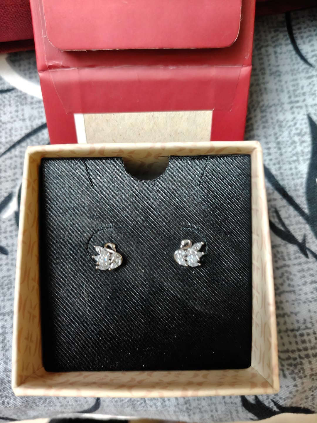 Customer photo review of Manali's Shining Swan Studs