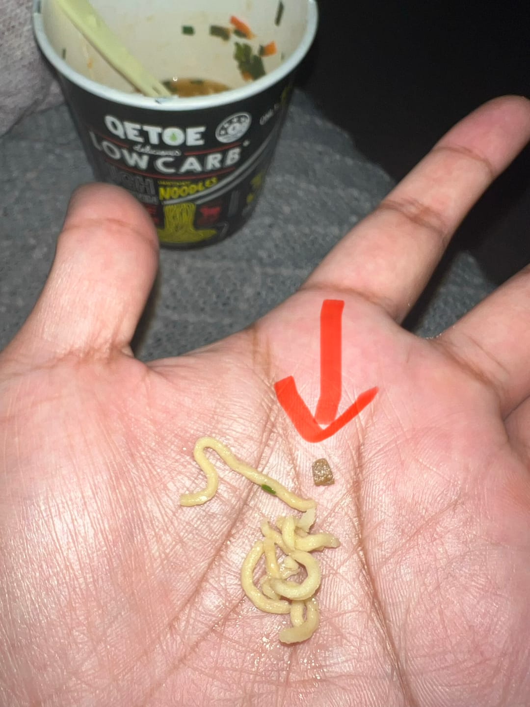 Customer photo review of Qetoe Low Carb High Protein Instant Cup Noodle - COMBO 6 PACK