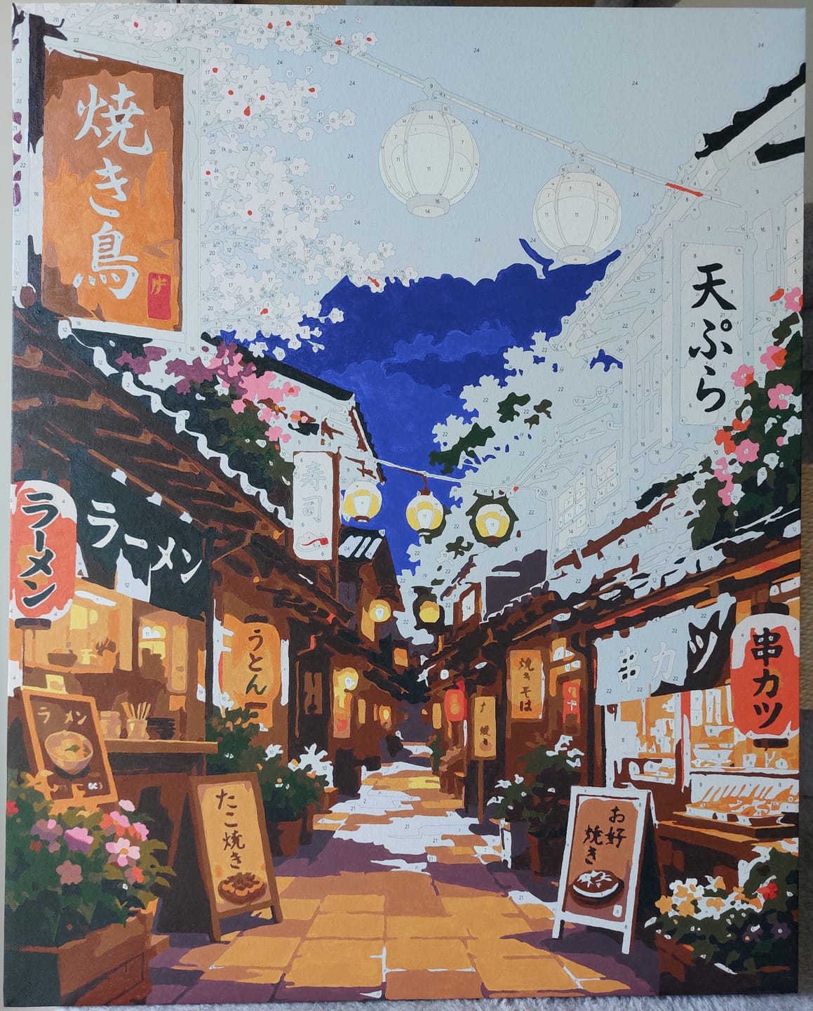 Customer photo review of Sakura Lanterns | Paint by Number