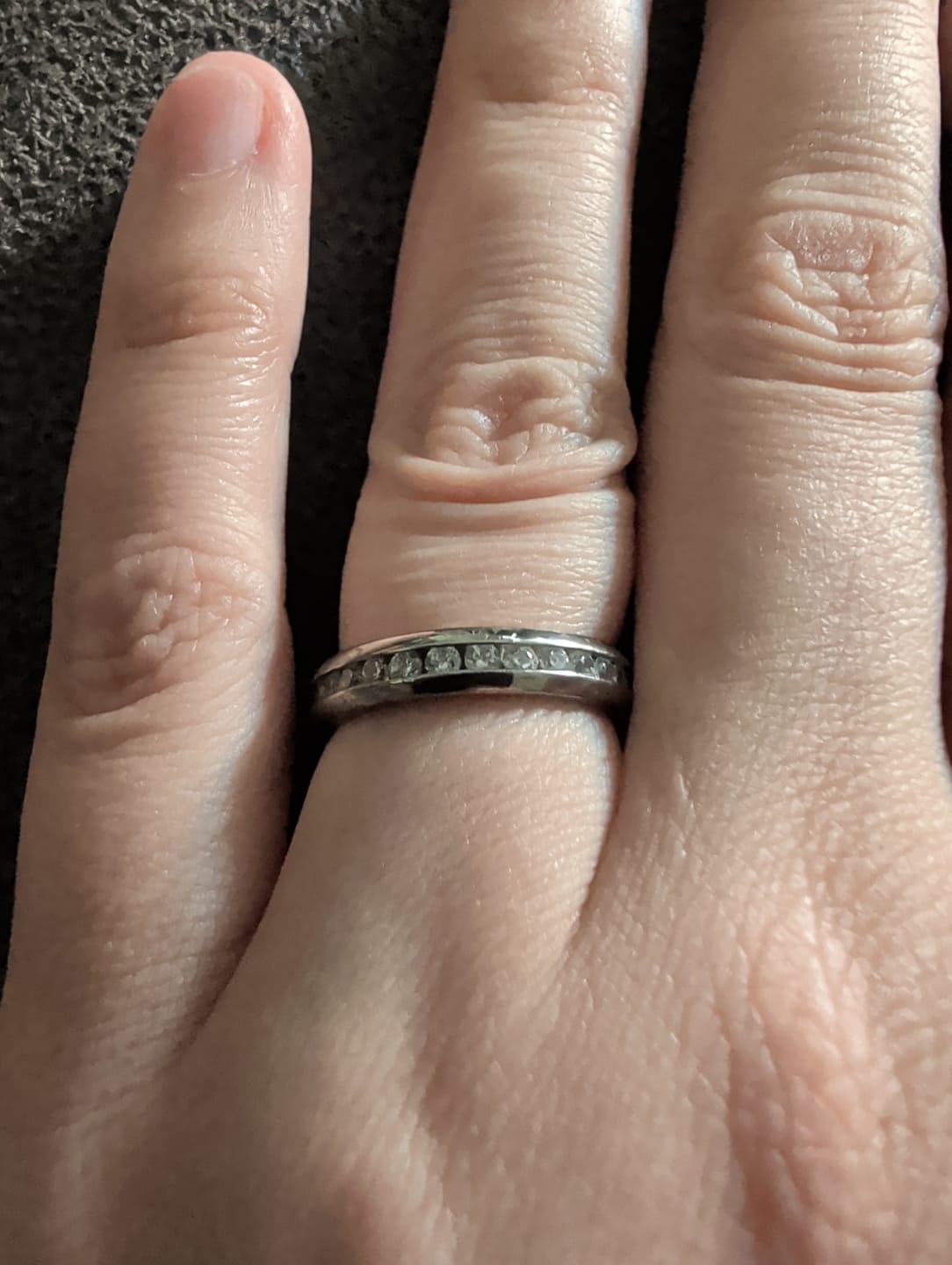 Customer photo review of 4mm Original Titanium Full Glitz Eternity Ring | Cubic Zirconia Stacking Ring