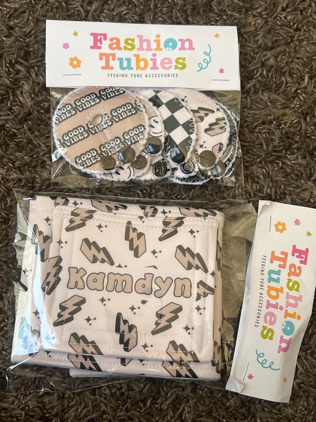 Customer photo review of Personalized Feeding Tube Belt