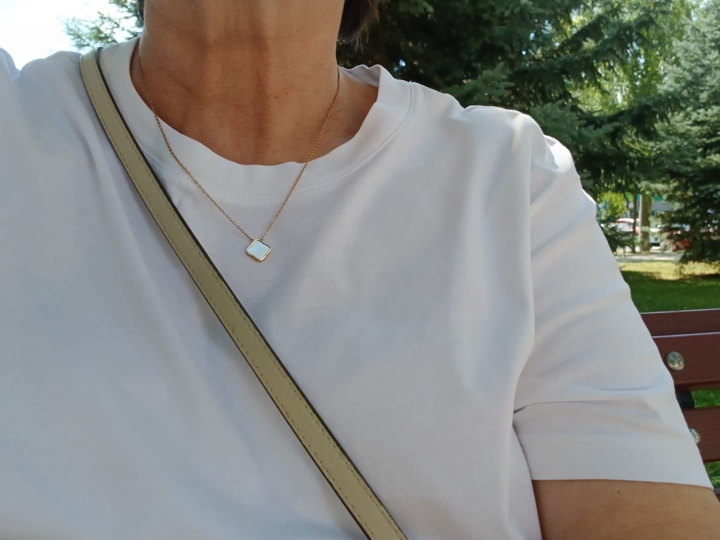 Customer photo review of Flora Gold White Necklace