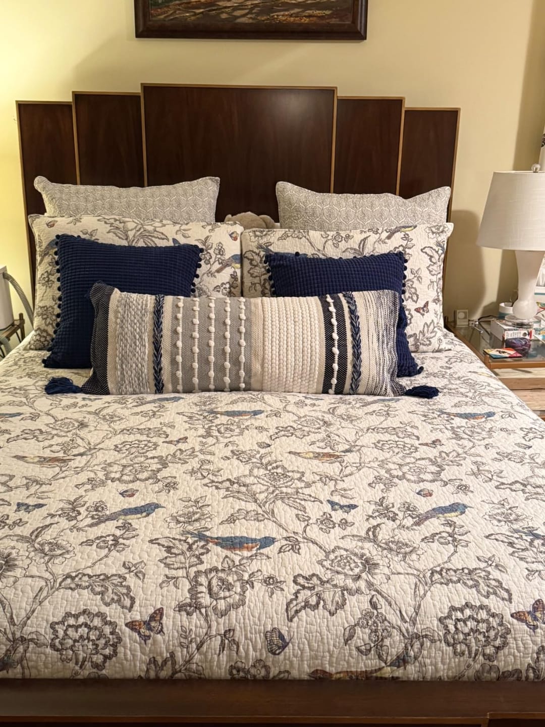 Customer photo review of Signature Handmade Dark Blue Woven Long Lumbar Pillow Cover 14x36