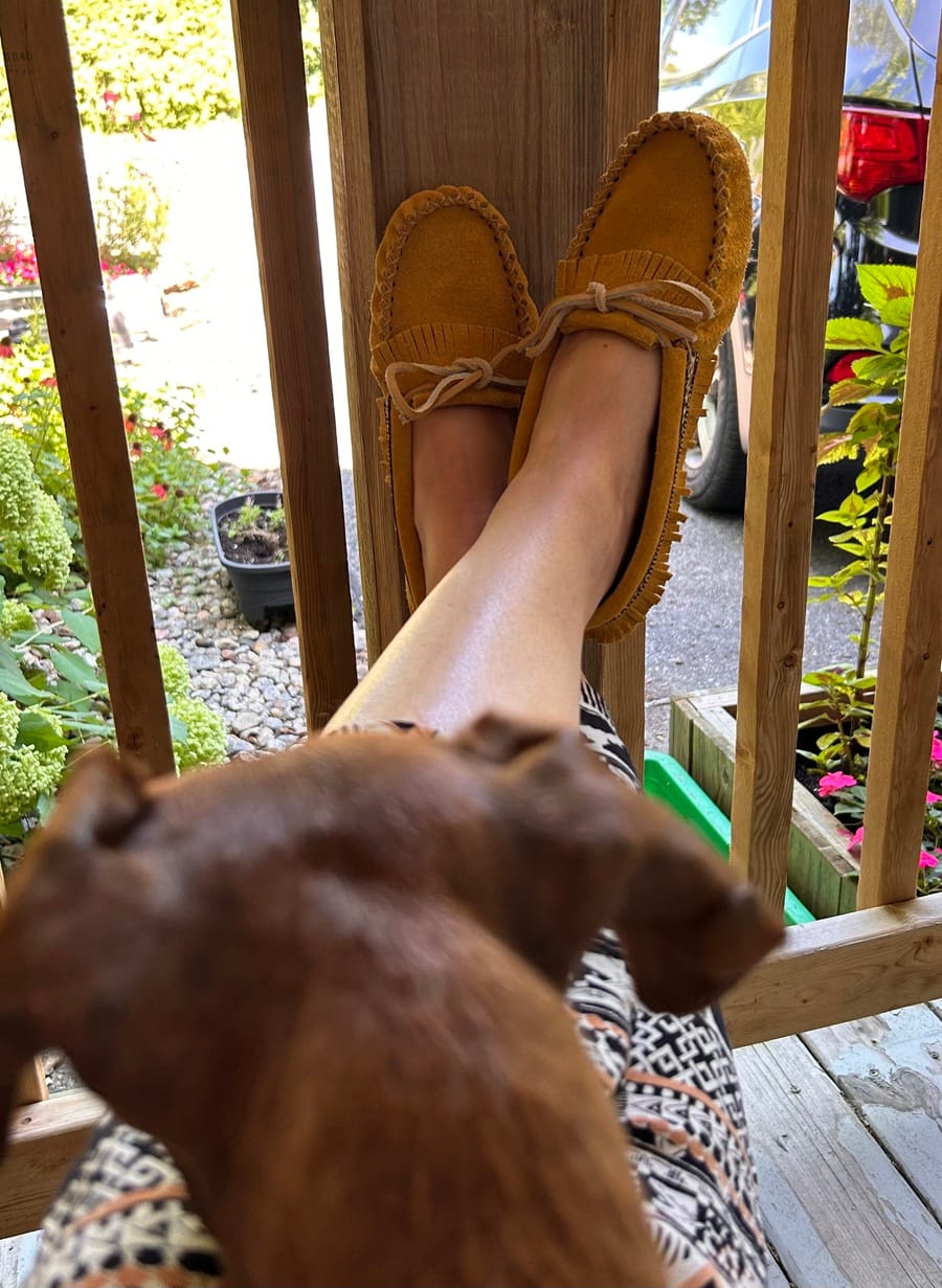 Customer photo review of Women's Soft Sole Suede Fringed Moccasins