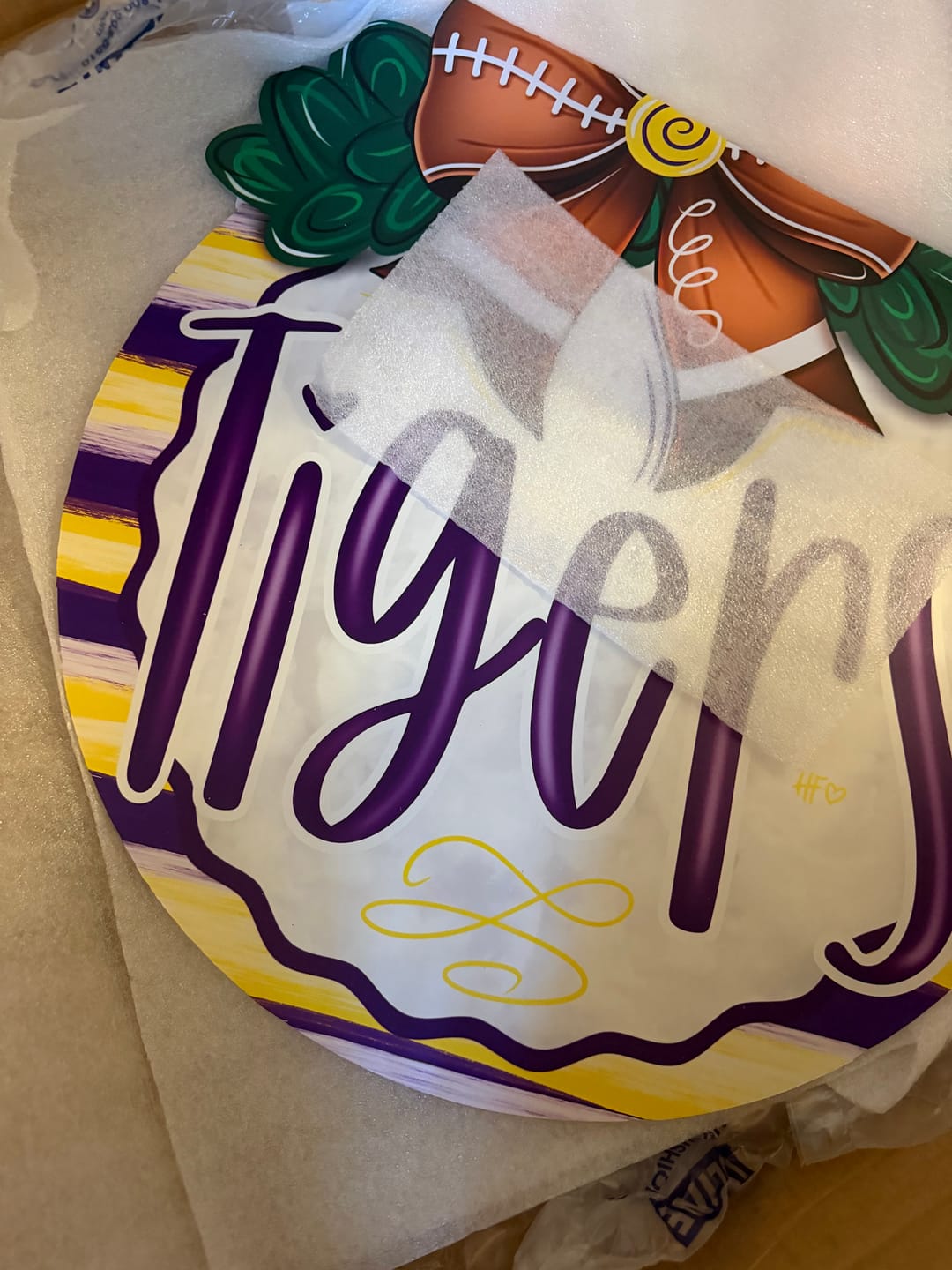Customer photo review of Purple Orange City Door Hanger