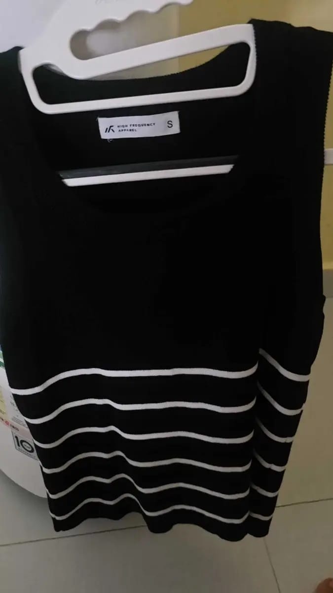 Customer photo review of Half Striped Knitted Tank Top