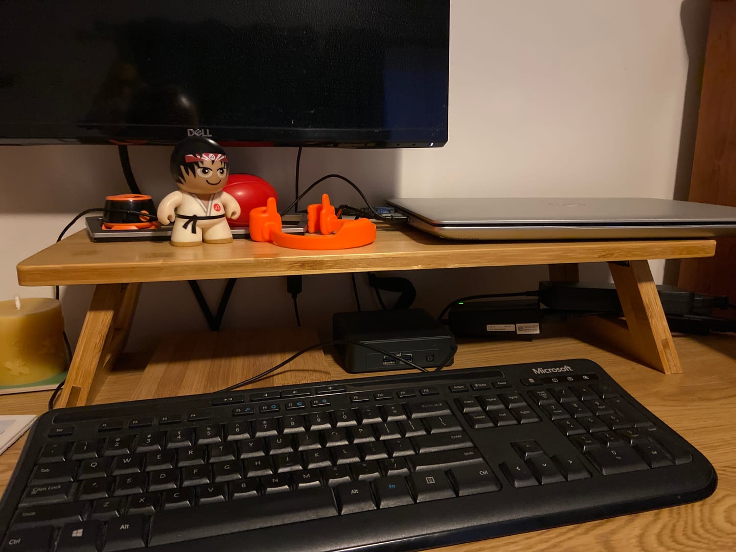 Customer photo review of Bamboo Monitor Stand Riser | Laptop Tray Table