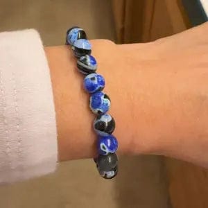 Customer photo review of FuAttract Calm Protection & Balance Blue Fire Agate Energy Bracelet