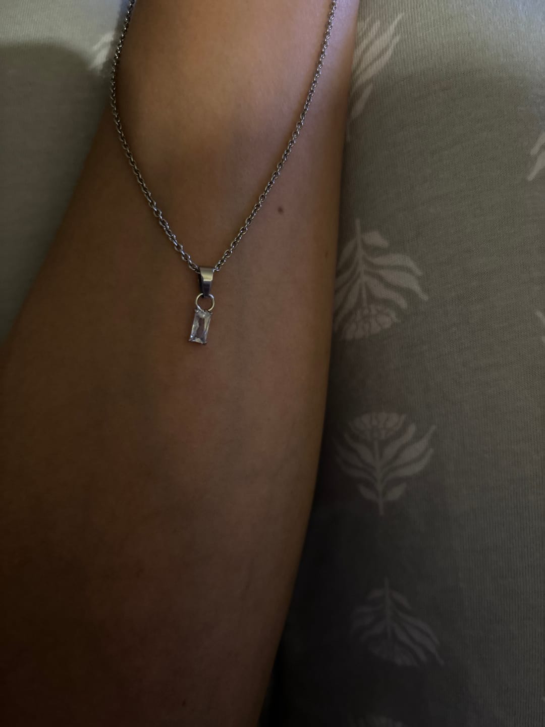 Customer photo review of Dainty Emerald Diamond Necklace