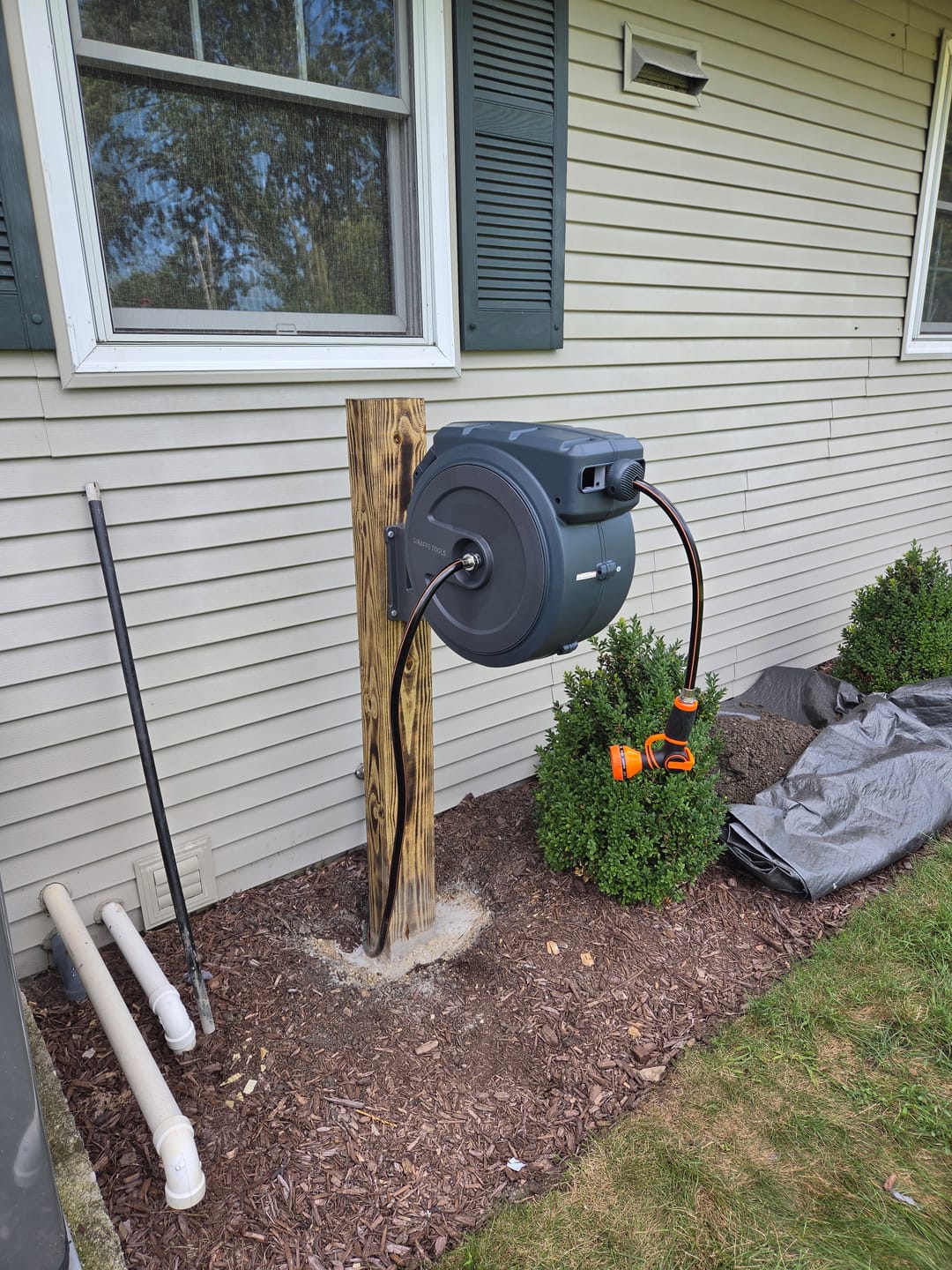 Customer photo review of Retractable Garden Hose Reel 65ft-155ft