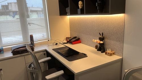 Customer photo review of SUEDE DESK RUG