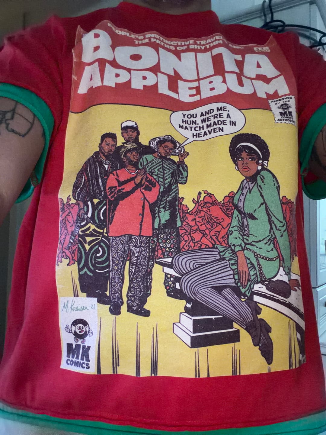 Customer photo review of Bonita Applebum - Unisex Boxy Color Block T-Shirt
