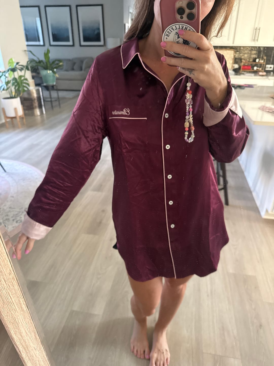 Customer photo review of Organic Silk Long Pajama Shirt