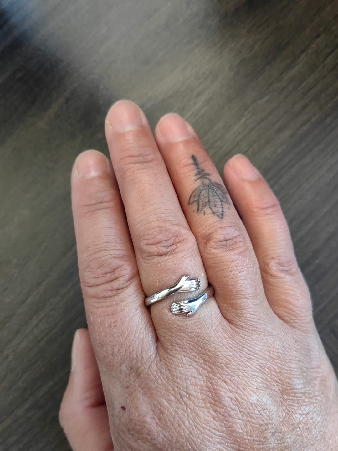 Customer photo review of Flex-Ring 925 versilbert »Ich umarme mich« passt bis Größe 56