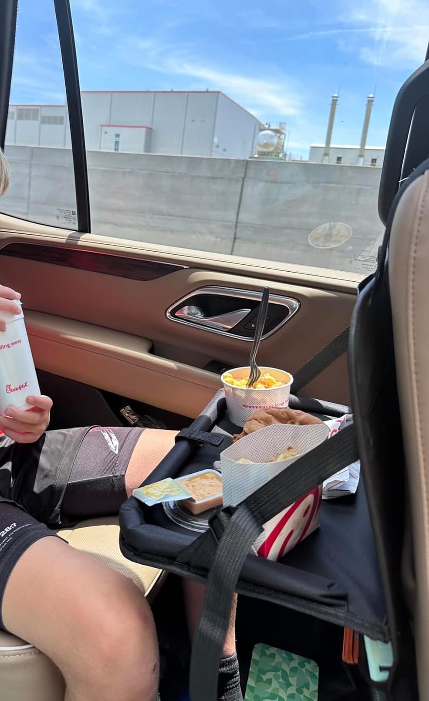 Customer photo review of BOLTHUT™ Folding Backseat Tray Table — Cup & Phone Holder
