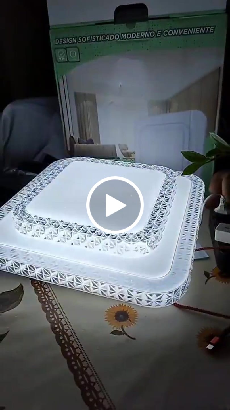Customer video review of Luminária de Teto Plafon LED Moderno com 3 Cores de Luz