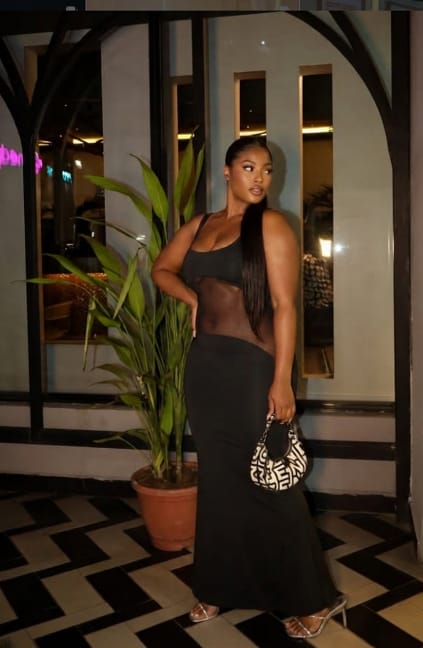 Customer photo review of Mesh Waist Cutout Maxi