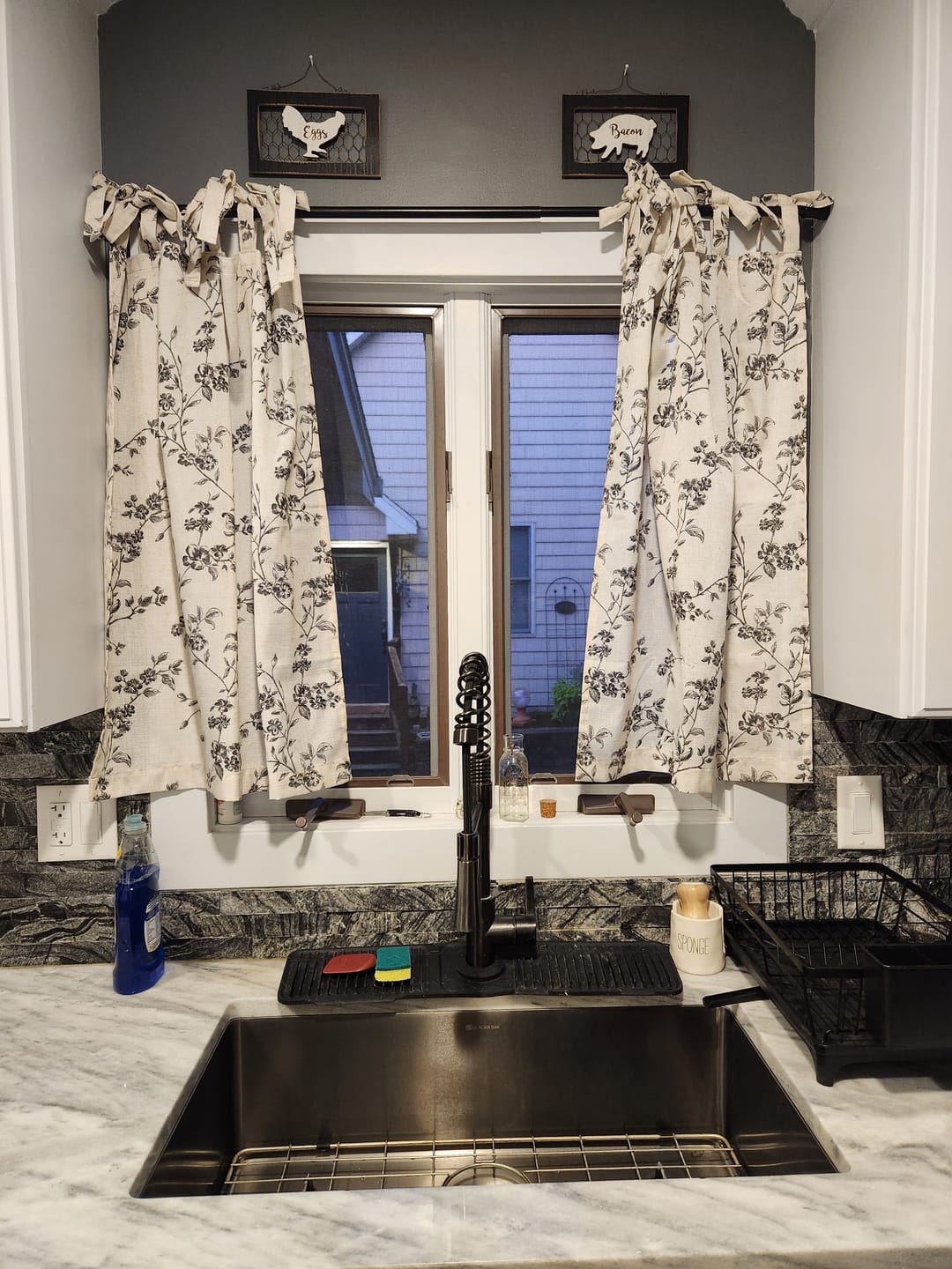 Customer photo review of Vintage Vine Floral Sheer Tie-Top Kitchen Curtains (2 Panels)