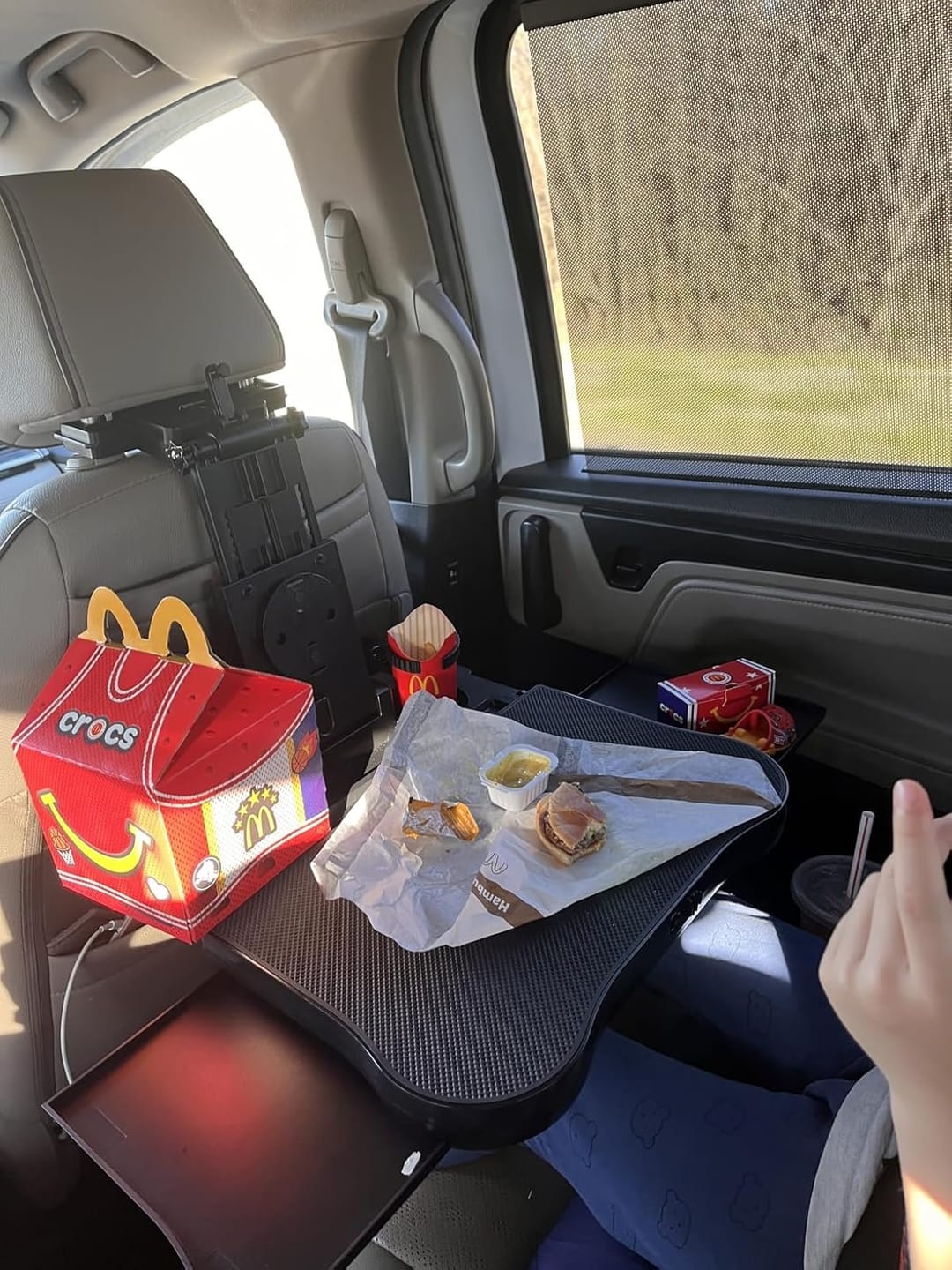 Customer photo review of BOLTHUT™ Folding Backseat Tray Table — Cup & Phone Holder