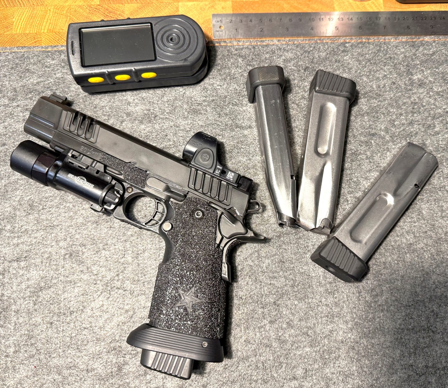 Customer photo review of STI 2011 Brass Double Stack Open Magazine Base Pad | 9mm/.38