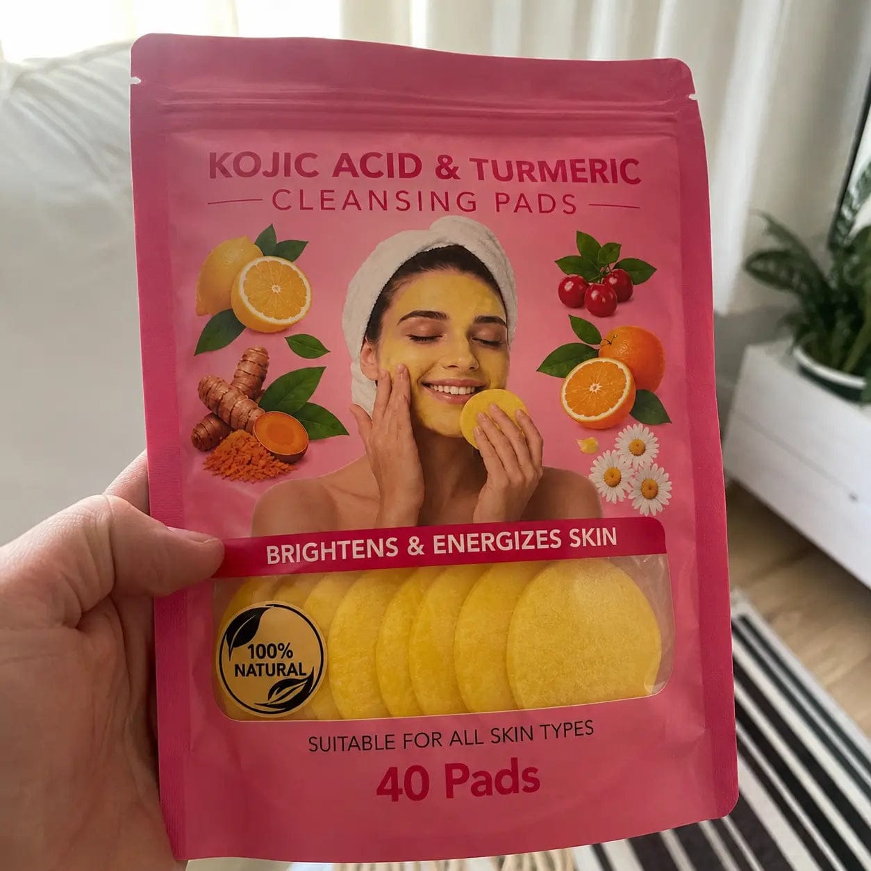 Customer photo review of Vivamu™ Kojik Asit & Zerdeçal Yüz Temizleme Pedi – 40 Adet